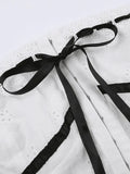 Tie Up Broderie Lace Bandeau Top-Outfit