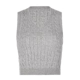 SUCHCUTE girl Sweater Vest women jumper V Neck pullover Knitted Vests Women Preppy Style Crop Top Autumn 2020 solid