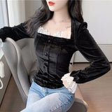 velvet blouse women's autumn Shirts Blusas Top Plus Size Blouse Femme Button Down Shirt