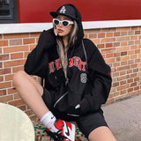 Vintage Oversized Women Hoodies Harajuku Aesthetic Zip Up Hooded Sweatshirt Top Long Sleeve E Girl Clothes Casual