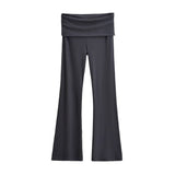 Zingj Trendy Women's Wear In Spring, The New Double-Layer Waist-Turning Sports Leisure Pants, Spicy Girls' Stretch Slimming Micro-Horn