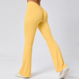 Zingj Hip Yoga V Waist Bell Bottom Pants Fitness Exercise Wide Leg Micro La High Waist Fast Drying Yoga Pants 43210-Outfit