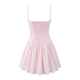 Cami Buttoned Style Pleated Tie Up Mini Dress- Outfit