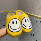 FUNKY 2021 Winter Women's Shoes New Purple Happy Face Decor Fluffy Faux Fur Smiley Shoes for Women House Female