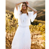 Bikini Cover-ups Long White Tunic Casual Summer Beach Dress Elegant Women Plus Size Beach Wear Swim Suit Cover Up 211-0-Outfit