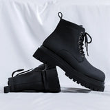 Zingj Kong Wind Tooling Boots Male Fashion Autumn New Handsome Black Locomotive Ankle Boots British Wind Martin Boots