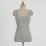 Ribbed Tank Top Women White 2021 Summer Casual Fitness Short Vest Candy Colors Knitted Off Shoulder Sexy Crop Top