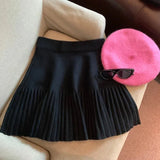 Knitted Pleated Mink Skirt-Outfit