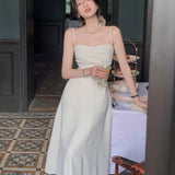 Women Elegant Spaghetti Strap Midi Dress Sexy Prom Evening Party Birthday Club Fashion