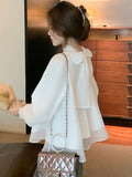 Lantern Bubble Sleeve Chiffon Shirt 2025 Women's Sweet Bow Shirt Fairy