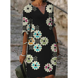 Summer Y2K Vintage V Neck Sundress Women Butterfly Print Midi Dresses Half Sleeve Casual Robe Beach Party Vestido De