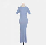 Zingj Chic Summer French Elegant Temperament Slim Thin Long Short Sleeve Wrapped Hip Knit Dress