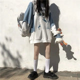 Autumn 2021 New Harajuku Hoodies Women O-neck Oversized Long Sleeve Korean Fashion Pullovers Patchwork Loose