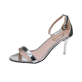 Summer New Korean Version Fine Heel With High Heels Sexy Open Toe Simple High Heel Word Button Sandals