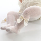 to 6 Years Summer Knitted Mesh Pantyhose For Princess Ultrathin Breathable Large Bowknot Tights For Girls Cotton Kids