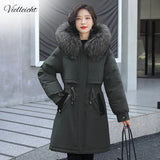 Winter Jacket Women Thick Parkas Long Fur Liner Hooded Winter Coat Women Cotton Padded Jacket Gilrs Jaqueta