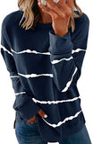 Tie-dyed Printed Striped Round Neck Loose