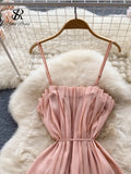 Fashion Women Summer Strap Dress Sleeveless Beach Long Dress Ladies Streetwear Striped Midi Sexy Backless Dresses