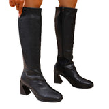 Autumn High-Trough And Fashion Boots Lady Large Yard Head With Elastic Thin
