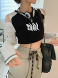 Y2k Retro Graffiti Print T Shirt Long Sleeve Tee Shirts Grunge Aesthetics Tops Harajuku T-shirt Fairycore