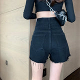 Denim Shorts Women Newest Summer Korean Style Black Blue Fashion High Waist Shorts Female Short Pants
