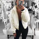 European and American autumn and winter women's hooded rabbit fur faux fur plush jacket