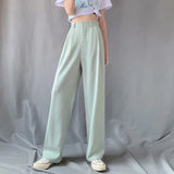 Summer Suit Pants Spring Office Lady New Autumn Candy Solid High Waist Female Straight Long