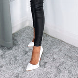 Onlymaker Women's Pumps Pointed Toe 10 12CM Pumps Slip-OnThin Heels Patent Leather Party Wedding Office Lady Big Size