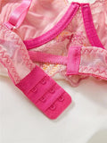 Pink Foliage Mesh Lingerie Set- Outfit