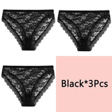 3PCS/Set Perspective Women Lace Panties Female Underpants Sexy Panties For Women Briefs Plus Size Pantys
