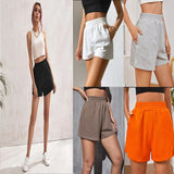 Summer Elastic Waist Loose Wide Leg Solid Color