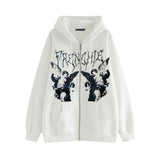 Hop Streetwear Women Angel Dark Print Harajuku Hooded Jacket Sweatshirts Autumn Punk Zipper Y2k Tops Coat Goth
