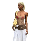 Spring Summer New Women's Fashion Slings Bare Back Print Short Repair Hottie Small