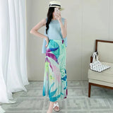 Folded Spring Half-Dress New Folded Print Japan-Korea Casual Dress High-Grade Small Scented
