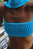 Summer Knitted Cut Out Sexy Crop Top for Women Strapless Backless Slim Halter Tops Y2K Gothic Elegant