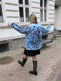 Women's Clothing 2025 New Pink Casual Wind Flowers Long-Sleeved Blouse Single-D Row V-Neck Jacket