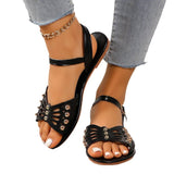 Zingj Flat-Soled Sandals Women's 2024 New Large-Size One-Word Buckle Beach