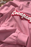 New Autumn Letter Towel Embroidered Long Sleeve Hoodies Women's Y2K Street Retro Joker Sweatshirts Couple Casual Loose