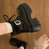 Boots Women's Thick Background Increased In 2025 New Autumn And Winter Retro Locomotive Boots Small Thick And Short