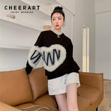 Designer Women Sweetshirts Trendy Kawaii Clothes Korean Fashion Hoodies Black Heart Crewneck Sweatshirt