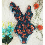 Sexy One Piece Swimsuit Women Swimwear Floral Print Bodysuit Summer Beach Bathing Suit Monokini Swimsuit