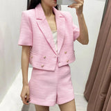 Pink Casual Women Shorts ZA Summer Modern High Waist Button Up Cultivate Morality Outwear Office Lady