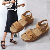 Retro Leisure Roman Style Round Head Sandals Women's Shoes New Hollowed-Out Air Turbine Heel