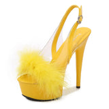 Zingj MAO Hair Hate Day High Nightclub Heel Stiletto 15CM Car Model Sandals Female Runway Steel