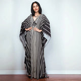 Print Deep V-neck Dress Batwing Sleeve Long Dresses Women 2022 Summer Dress Beachwear Bohemian Women Kaftan