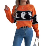 And Winter Live Halloween Theme Ghost Bump Color Long-Sleeved Jacket Sweater Women's