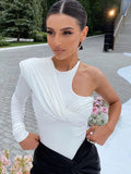 Shoulder Sexy Backless Twist Bodysuits Women Long Sleeve Top Slim High Waist Bodysuit Club Party
