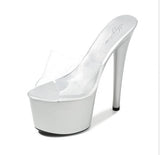 2021 Summer Platform Sandals Women Sexy PVC Transparent Slim Ultra High Heels 17CM Shoes Women Sandale Female Pole Dancing