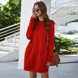 Autumn Winter O Neck Long Sleeve Women's Sweatshirt Dress 2021 New Fashion Solid Loose Pocket Ladies Mini Dress