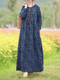 Women's Floral Printed Dress 2024 ZANZEA Autumn Long Dresses Casual Long Sleeve Maxi Vestidos Female Robe Oversized-Outfit
